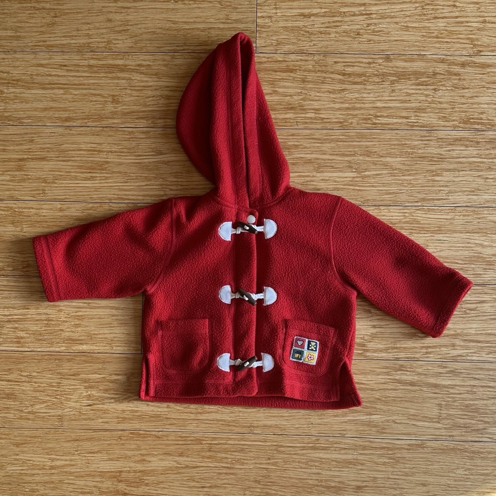 90's Vintage Red Duffle Baby Coat Size 24 Months Made In Phillipines
